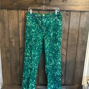 Big Bud Work Pants XL in green/blue splatter print
